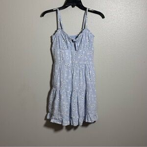 Hollister Women Light Blue Floral Tiered Mini Sundress size S